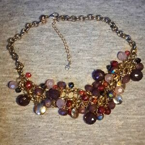 Purple light Purple Red Gold Silver Necklace